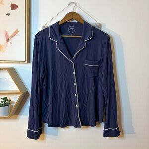 Cozy Earth Bamboo Long Sleeve Pajama Top Blue Large